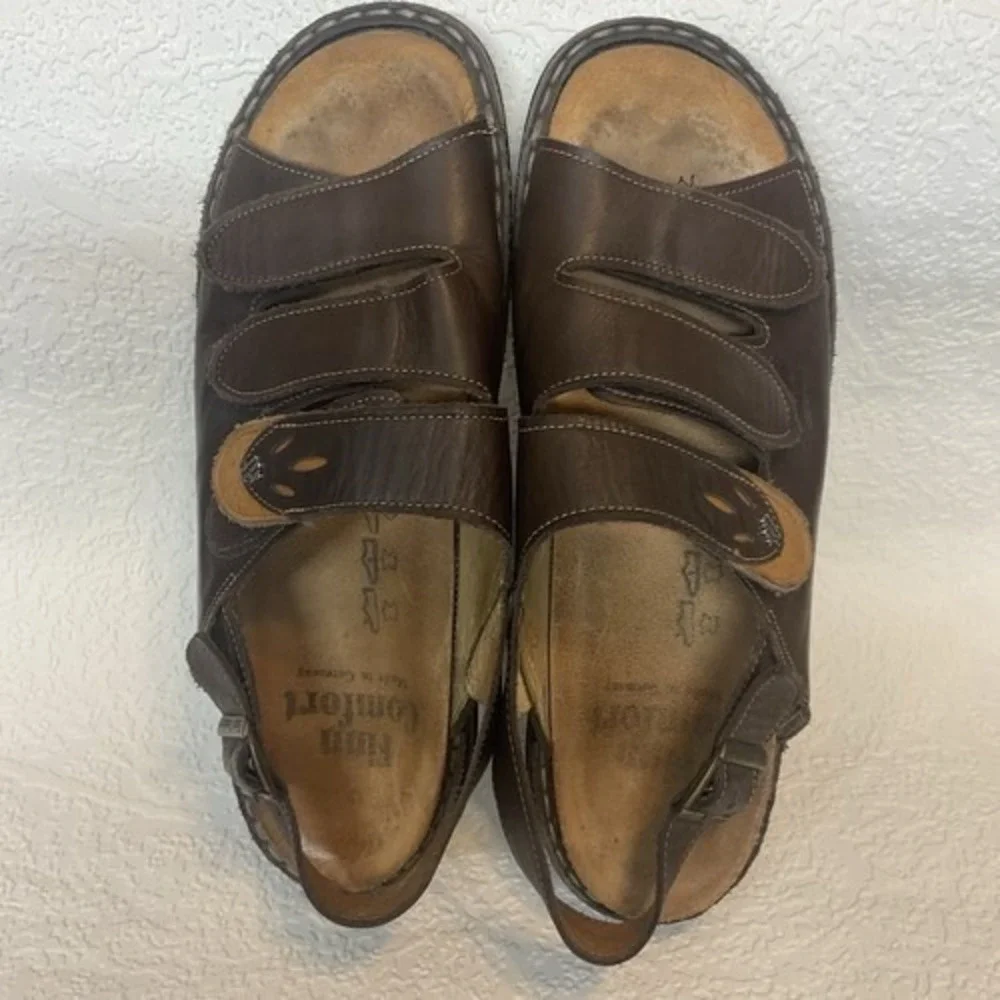 Finn Comfort Brown Sylt Leather Slingback Sandals Women 42/US11‎ Germany Leather